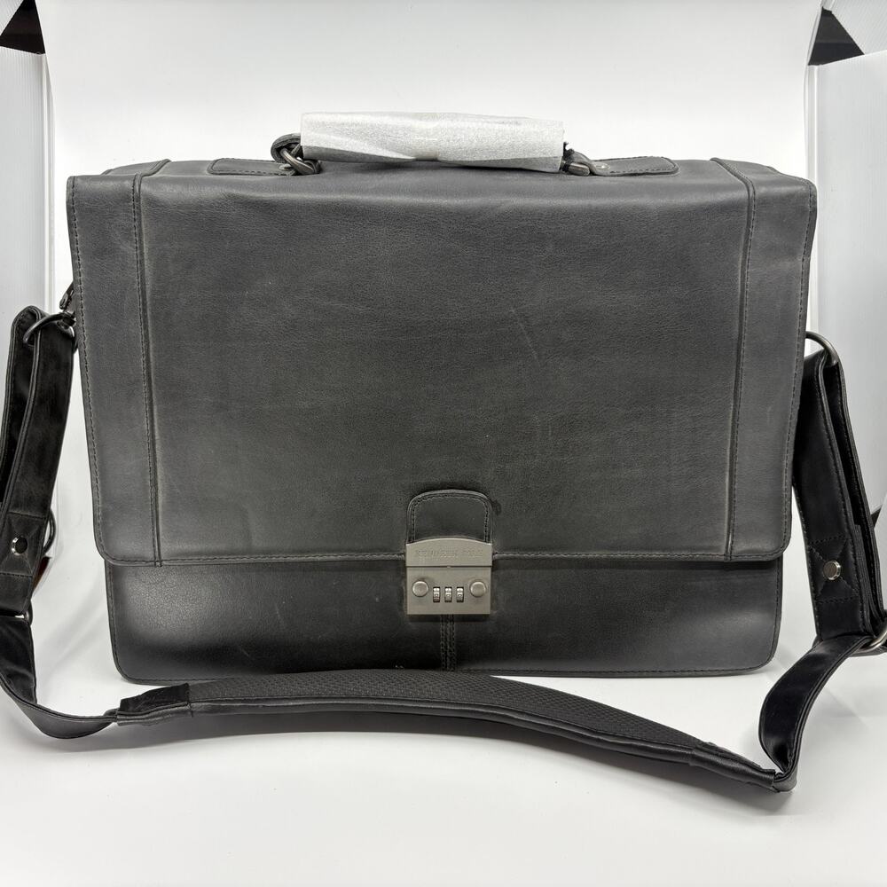 Kenneth Cole Port-a-Vallarta Black Briefcase Messenger Bag NWT 52045